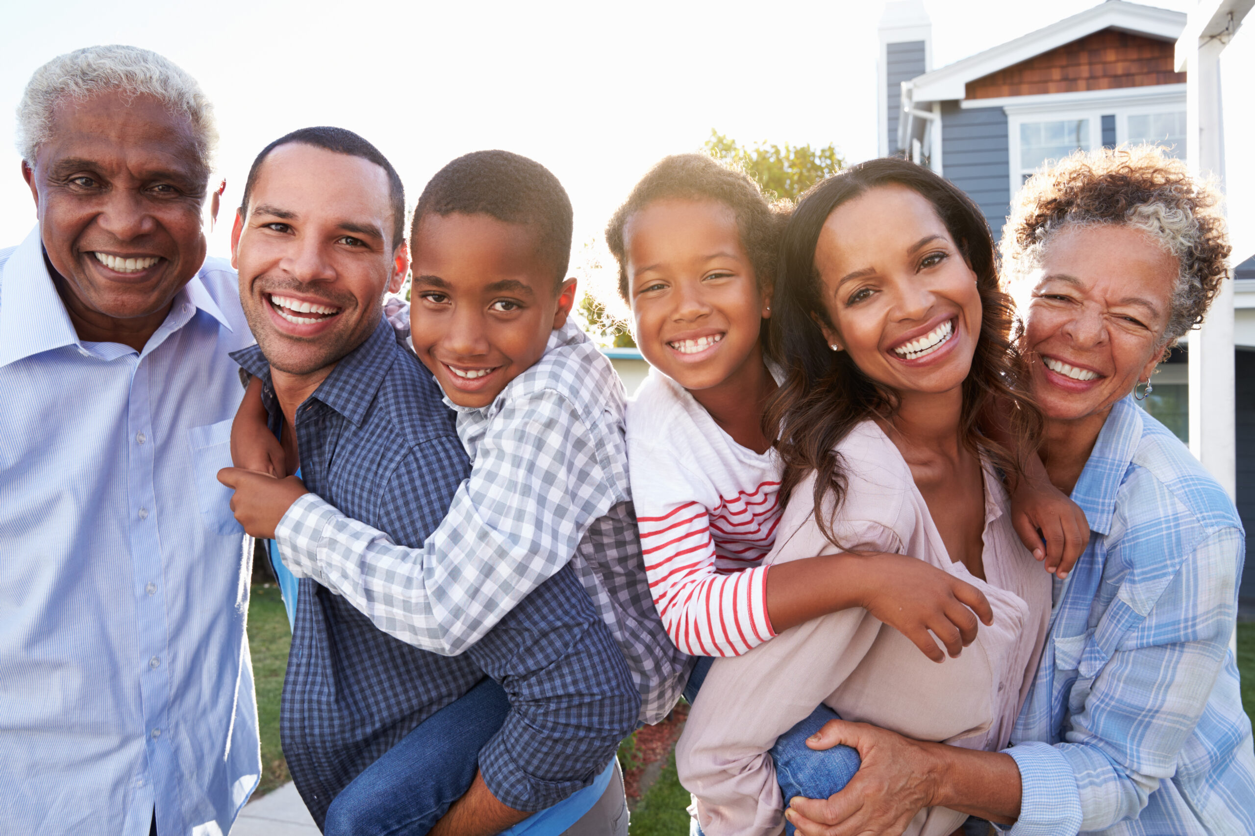 Outdoor group portrait of black multi generation family Family immigration